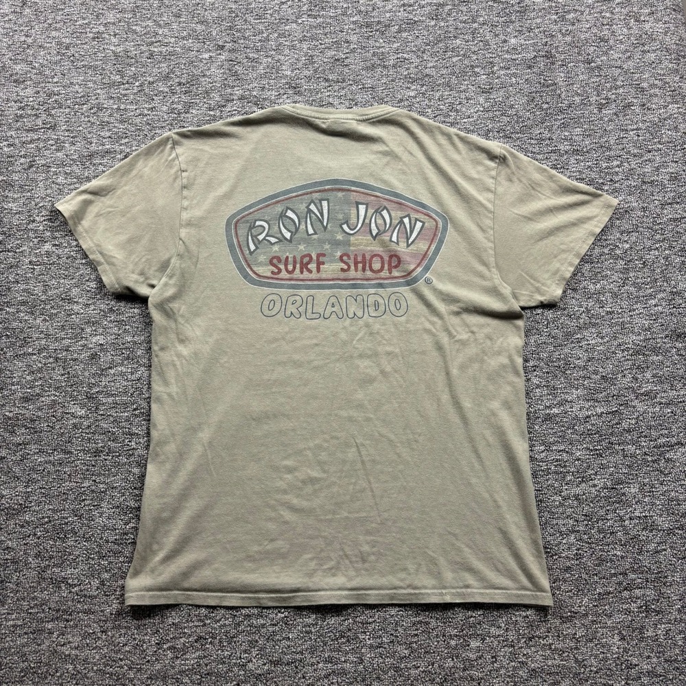 2000s Ron Jon Surf Shop Orlando Florida Garment Dyed Graphic Green T-Shirt Large